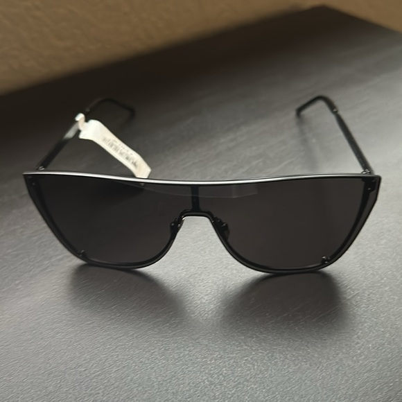 NEW SAINT LAURENT Unisex Black Square Sunglasses Mask SL 1-B from MACY's - Picture 3 of 16